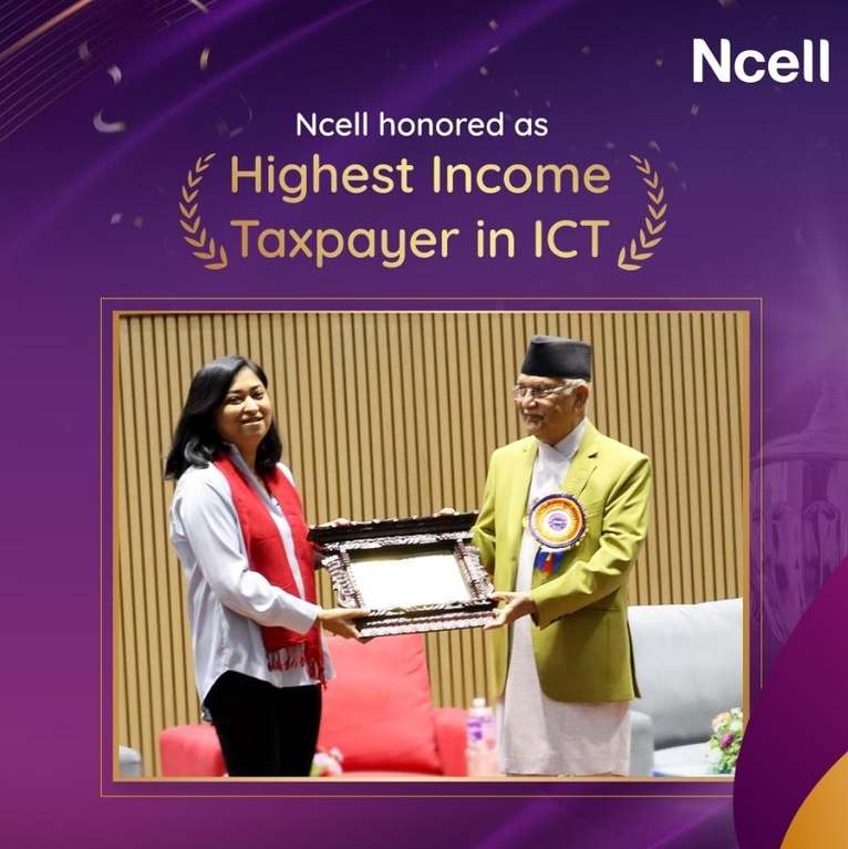 Ncell honored as highest taxpayer in FY 2080-81