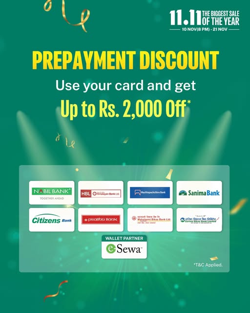 Daraz 11.11 2025 credit debit card payment discount